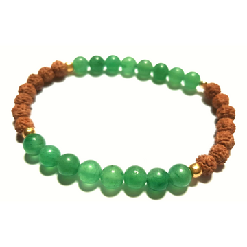 Handmade Green Aventurine and Rudraksha Bracelet